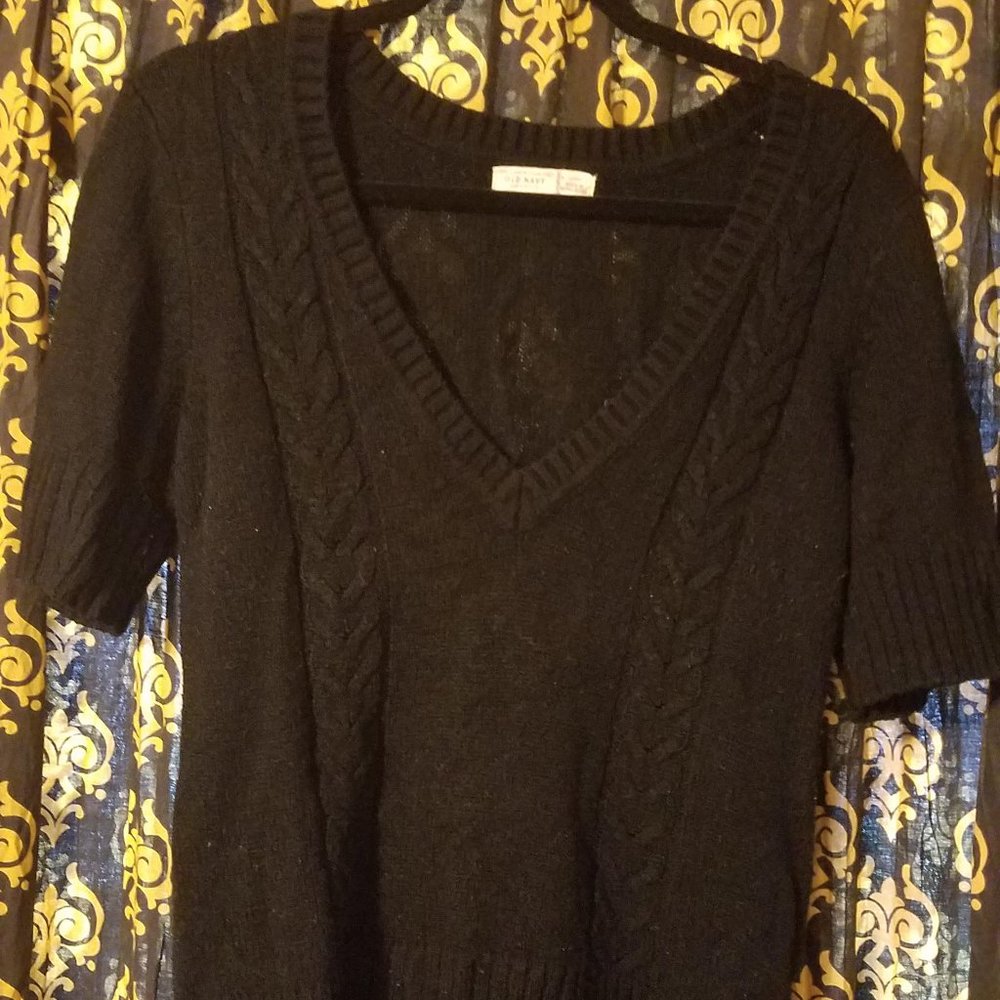 Black Old Navy Short Sleeve V-Neck Sweater